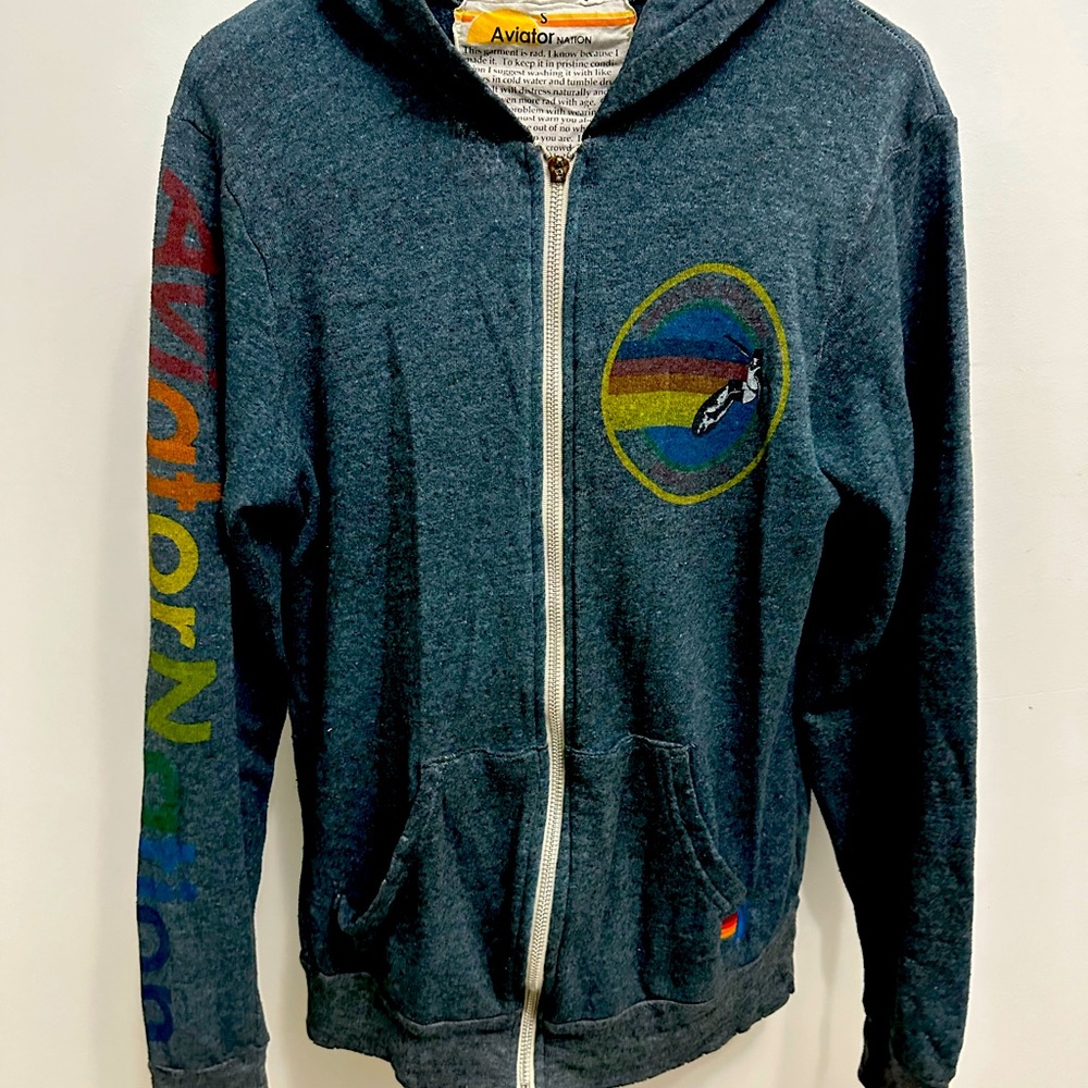 Blue Aviator Nation sweatshirt, zip hoodie